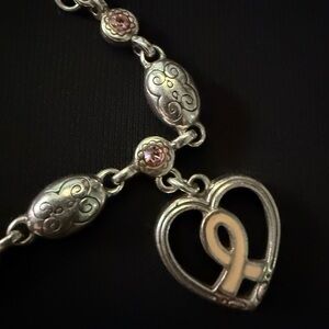 Beautiful Brighton Silver Heart Breast Cancer Awareness Bracelet